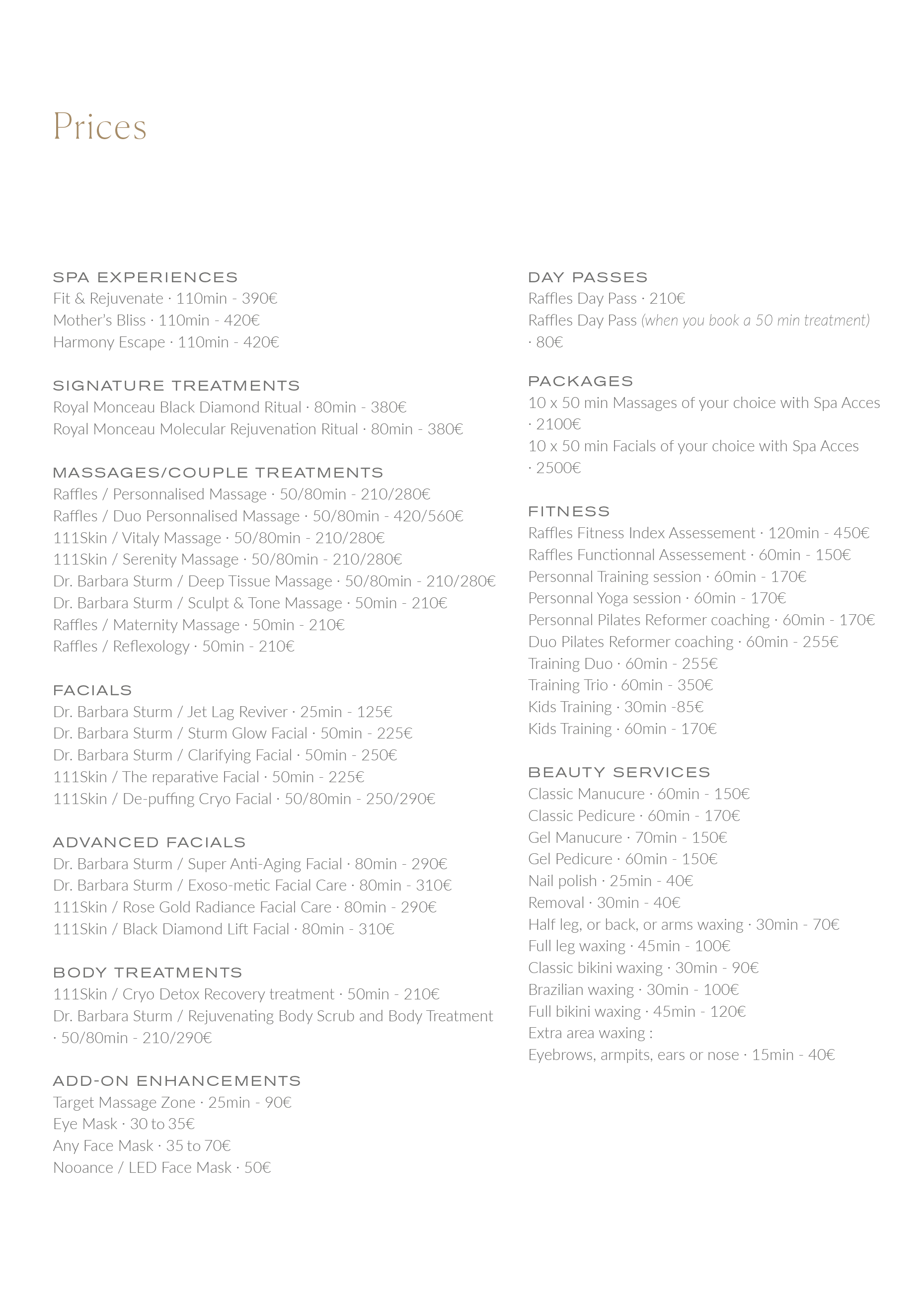 Spa at Raffles Paris | Raffles Hotels & Resorts