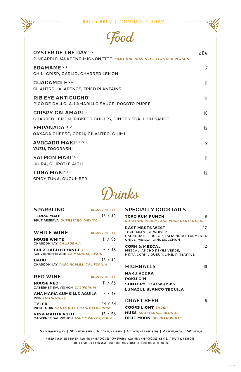 Toro - Latin Cuisine in Scottsdale, image size:825x1275